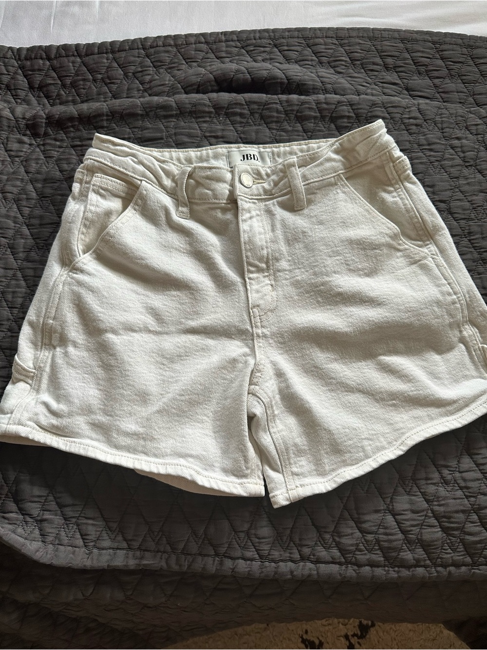 JBD White High-Waist Denim Shorts